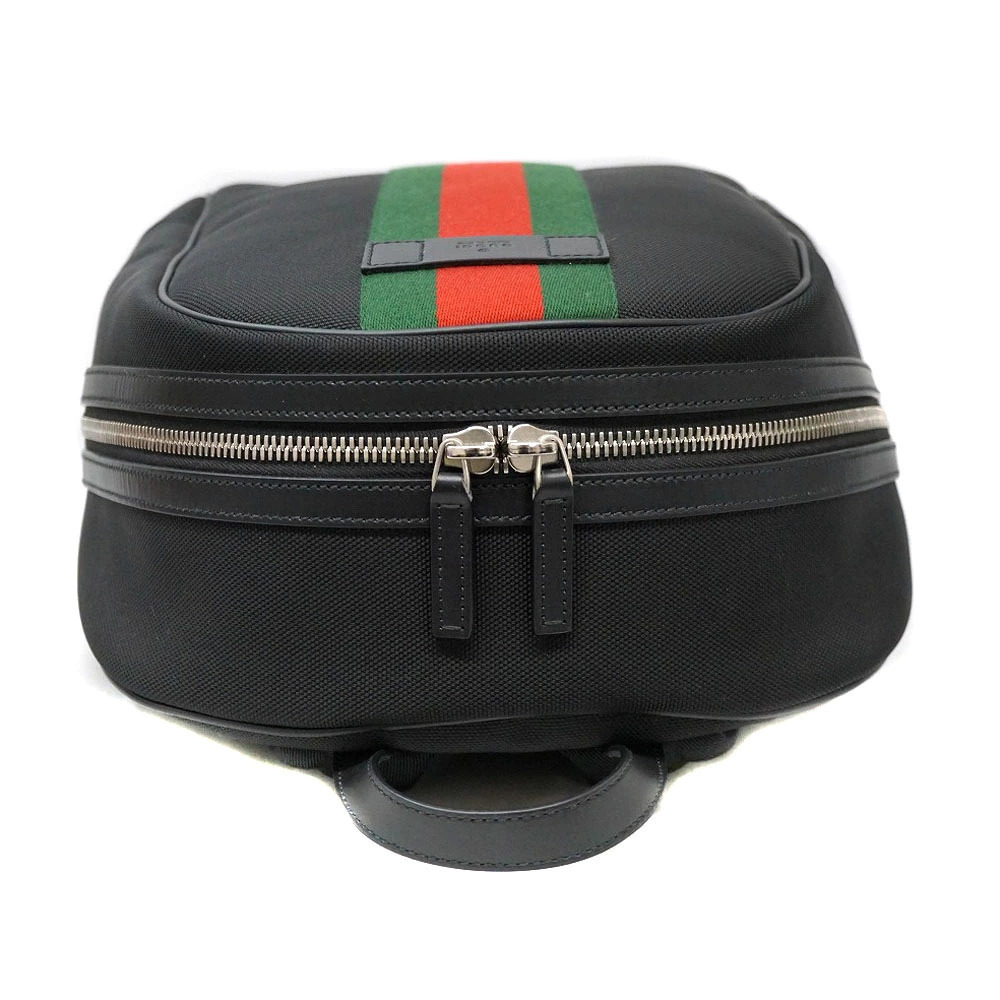 Gucci Leather Sherry Backpack Rucksack Black Daypack - Picture 5 of 11